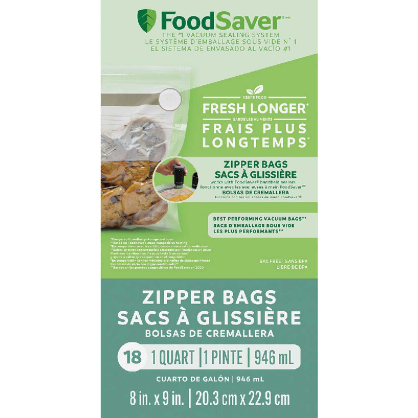 FoodSaver 1-Gallon Multilayer Construction Vacuum Zipper Bags, 20 Count